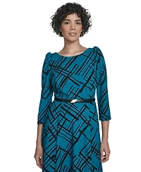 Calvin Klein Women's Belted Plaid Midi Dress