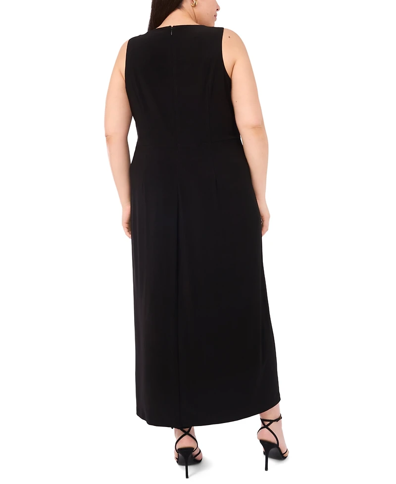 Vince Camuto Plus Gathered Twist with Gold Trim Ring Maxi Dress