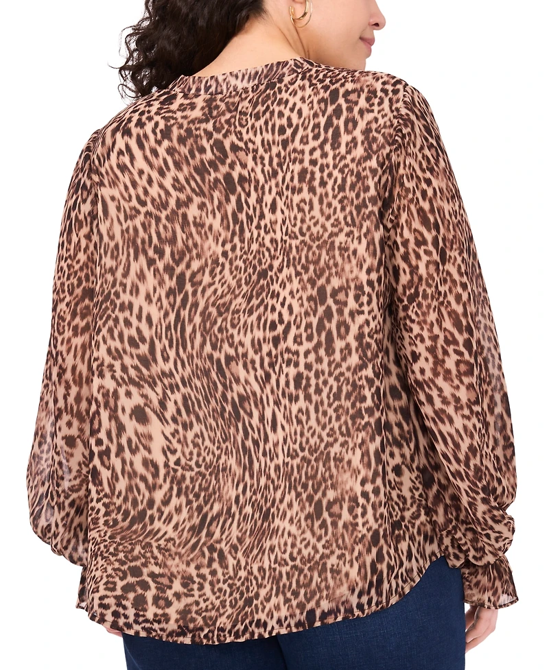 Vince Camuto Plus Long Sleeve V-Neck Top
