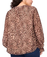 Vince Camuto Plus Long Sleeve V-Neck Top