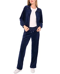 Vince Camuto Women's Velour Zip-Front Mock Neck Jacket