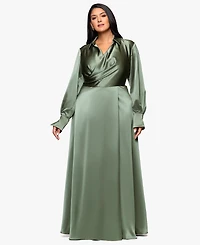 Xscape Plus Collared A-line Maxi Gown