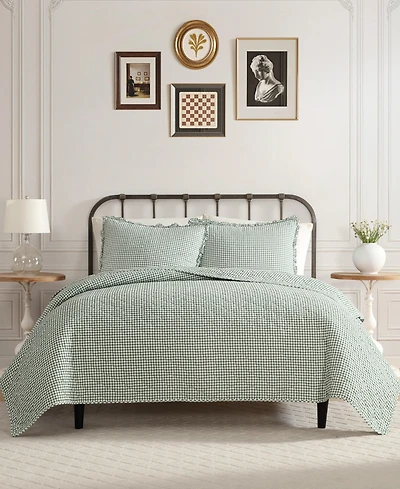 Laura Ashley Gracie's Gingham Cotton 3-Pc. Quilt Set, King