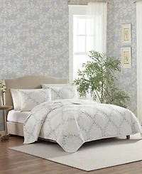 Laura Ashley Floral Embroidery Cotton -Pc. Quilt Set