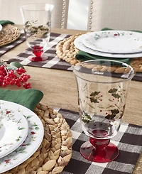 Winterberry Holiday Goblet Glasses, Set of 4