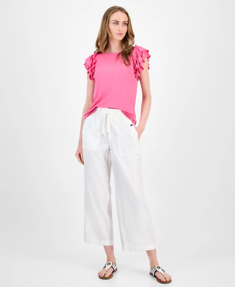 Tommy Hilfiger Women's Ruffled Cap-Sleeve Knit Top