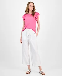 Tommy Hilfiger Women's Ruffled Cap-Sleeve Knit Top