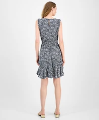 Tommy Hilfiger Women's Ruffled Smocked-Waist Floral Dress