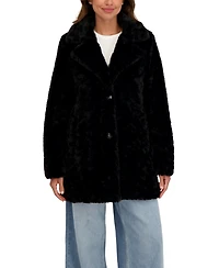 Sebby Collection Women's Crushed Faux Fur Button Front Coat