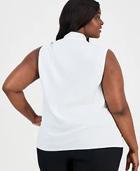 Kasper Plus Embellished Tie-Front Sleeveless Top