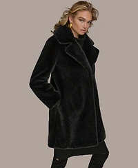 Donna Karan New York Women's Notched-Collar Faux-Fur Coat