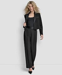 Dkny Womens Cropped Long Sleeve Jacket Tuxedo Look Wide Leg Trousers