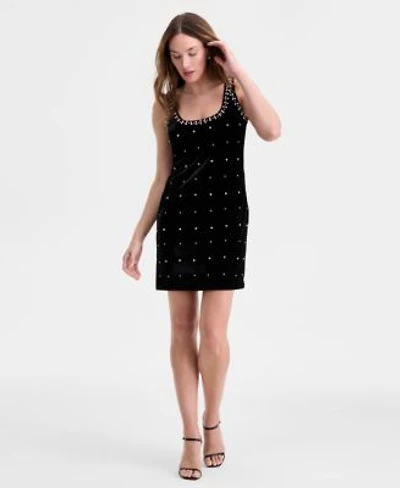 On 34th Womens Embellished Stretch Velvet Mini Dress Macys Exclusive