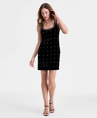 On 34th Womens Embellished Stretch Velvet Mini Dress Macys Exclusive