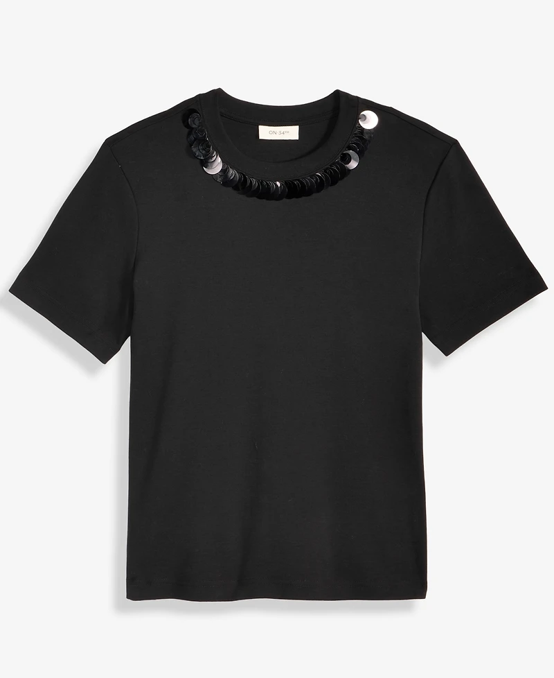 On 34th Women's Paillette Embellished T-Shirt, Macy's Exclusive