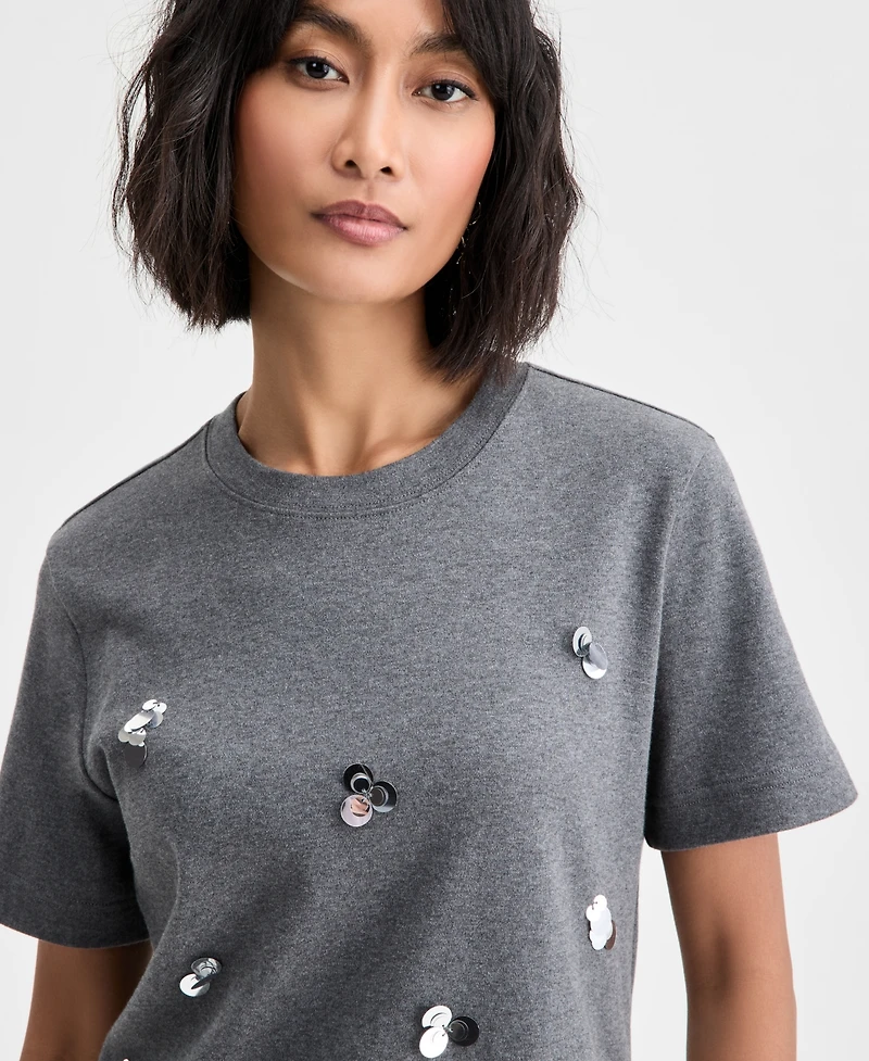 On 34th Women's Scattered Paillette T-Shirt, Macy's Exclusive