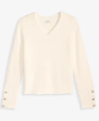 On 34th Women's V-Neck Jewel-Button-Cuff Sweater, Macy's Exclusive