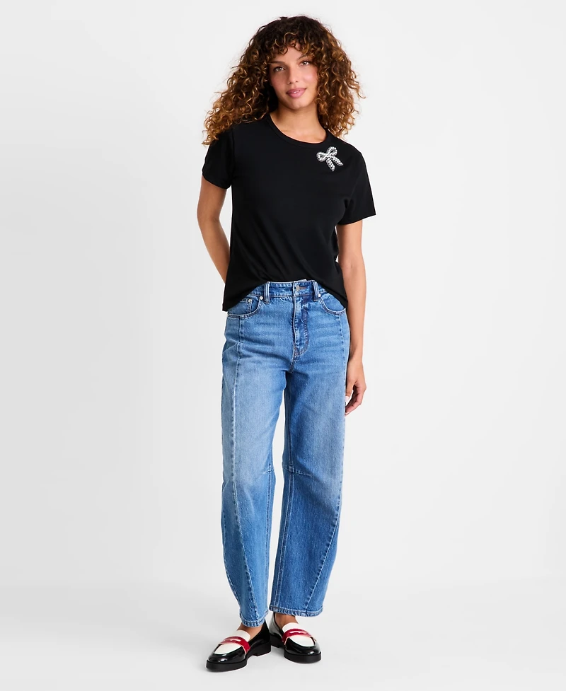 On 34th Women's Knit Rhinestone Bow T-Shirt, Macy's Exclusive