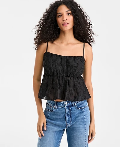 On 34th Women's Floral-Textured Sleeveless Peplum Top, Macy's Exclusive