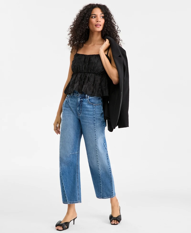On 34th Women's Floral-Textured Sleeveless Peplum Top, Macy's Exclusive