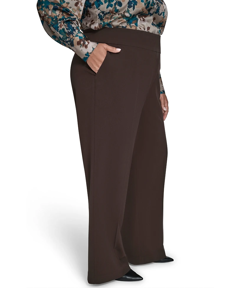 Calvin Klein Plus Mid-Rise Wide-Leg Pants