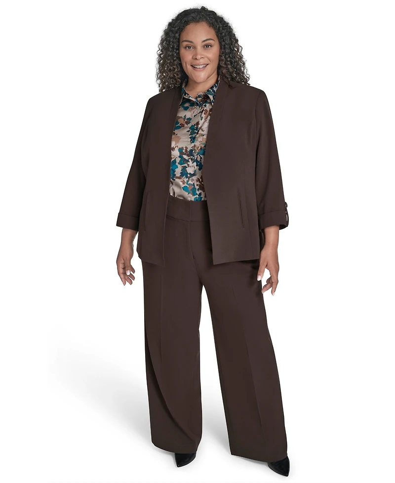 Calvin Klein Plus Notch-Lapel 3/4-Sleeve Jacket