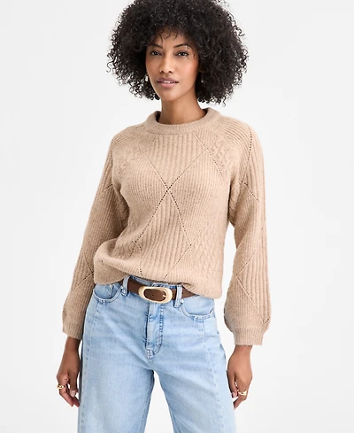 On 34th Women's Mixed-Argyle Crewneck Sweater, Macy's Exclusive