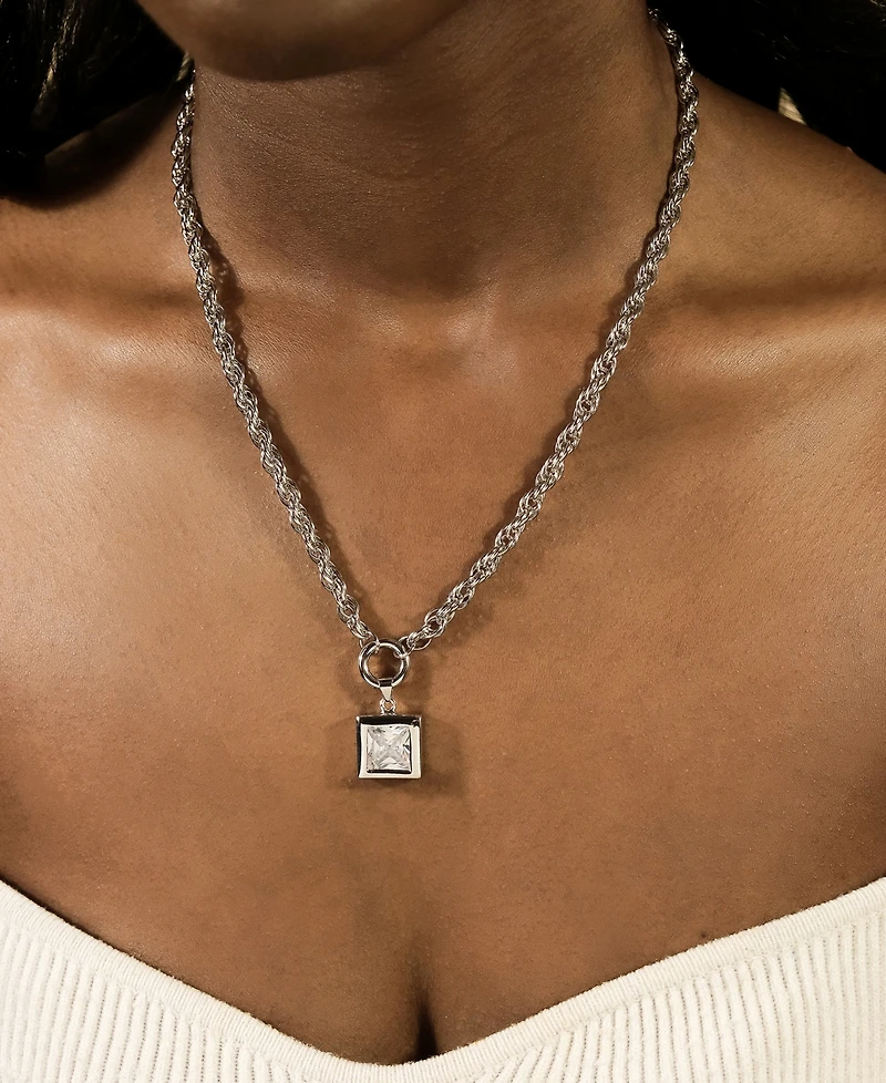 Sterling Forever Bess Cubic Zirconia Statement Chain Necklace
