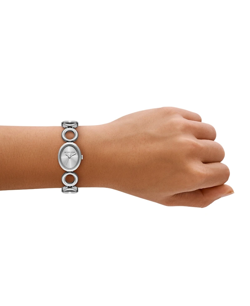 Michael Kors Women's Maude Three-Hand Silver-Tone Stainless Steel Watch, 22mm