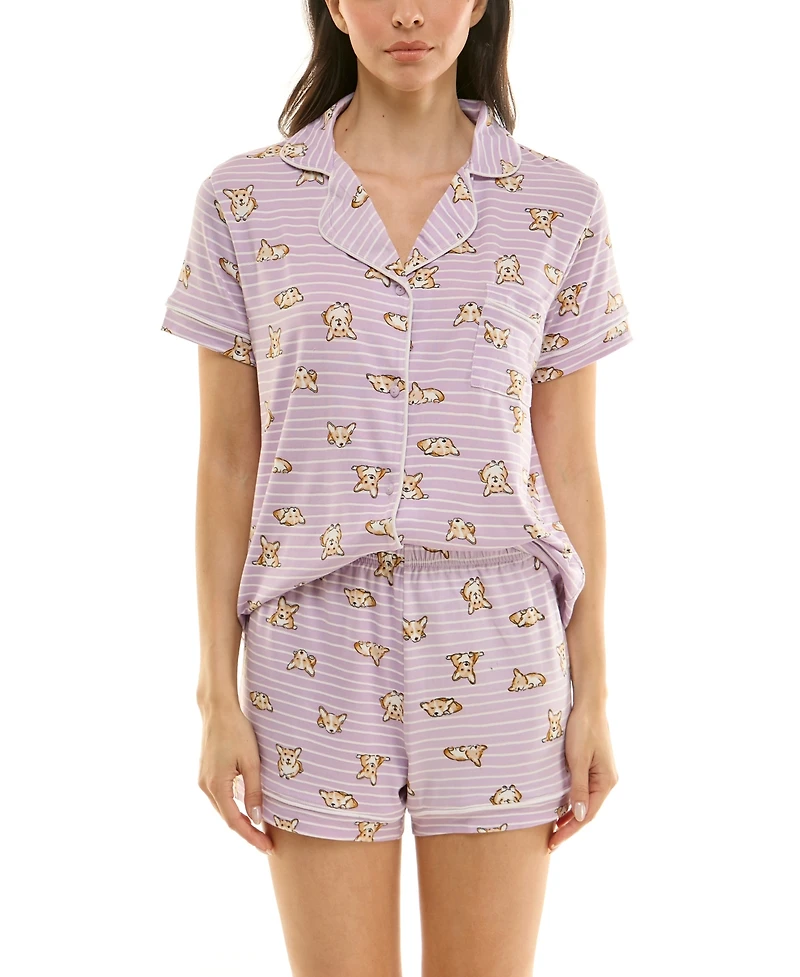 Derek Heart Women's Printed Top and Shorts Set