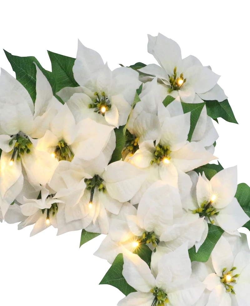 Puleo 12" Pre-Lit Artificial Poinsettia Garland