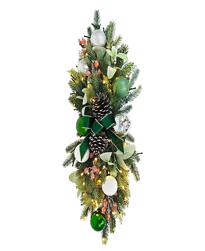 Puleo 28" Pre-Lit Adorned Banister Swag