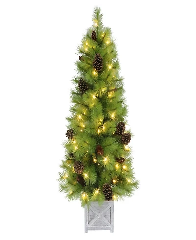 Puleo 4.5' Pre-Lit Artificial Arkansas Pine Potted Tree