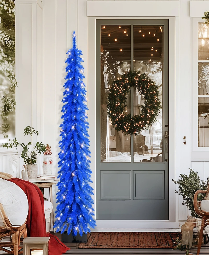 Puleo 6' Pre-Lit Artificial Alpine Pencil Tree
