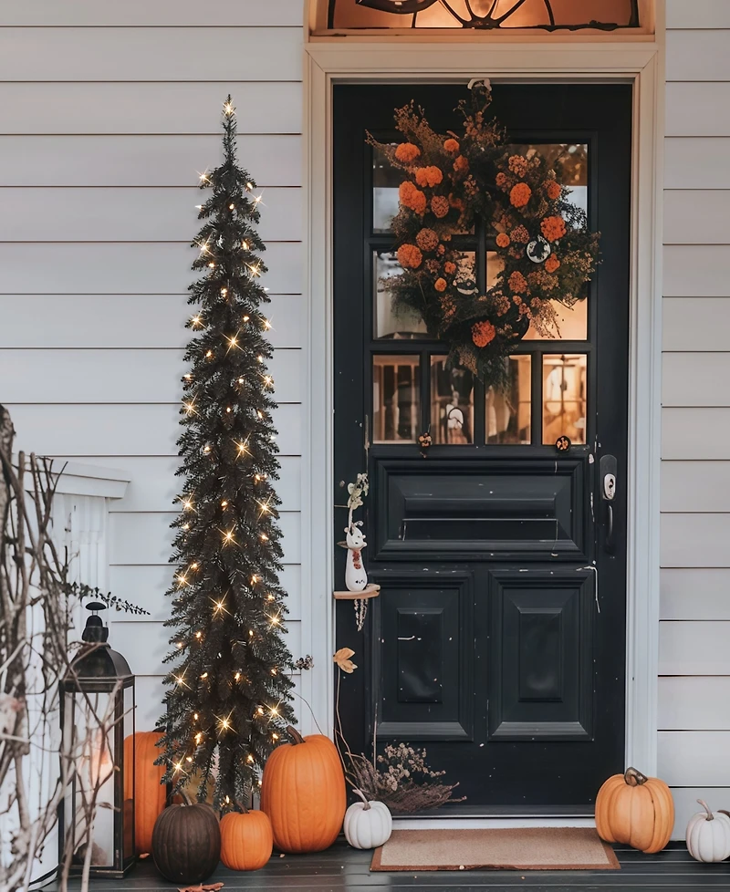 Puleo 6' Pre-Lit Artificial Alpine Pencil Tree