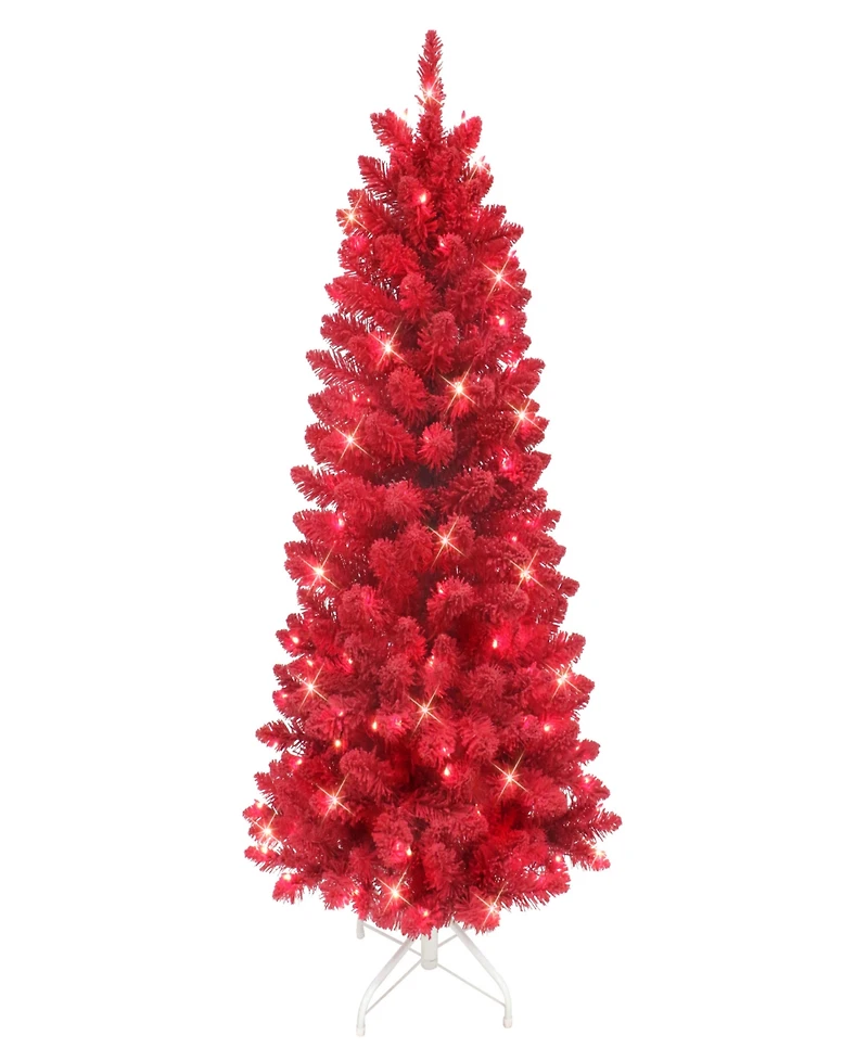 Puleo 4.5' Pre-Lit Artificial Flocked Fashion Tree