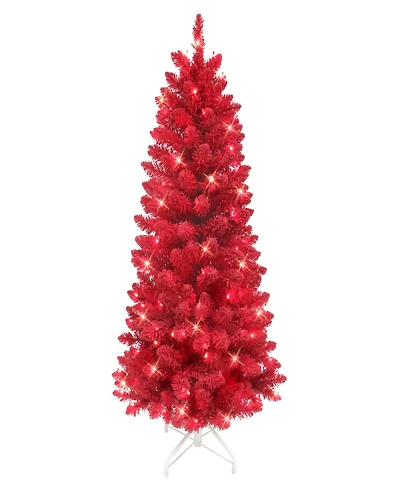 Puleo 4.5' Pre-Lit Artificial Flocked Fashion Tree