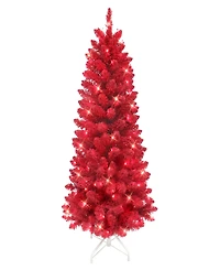 Puleo 4.5' Pre-Lit Artificial Flocked Fashion Tree