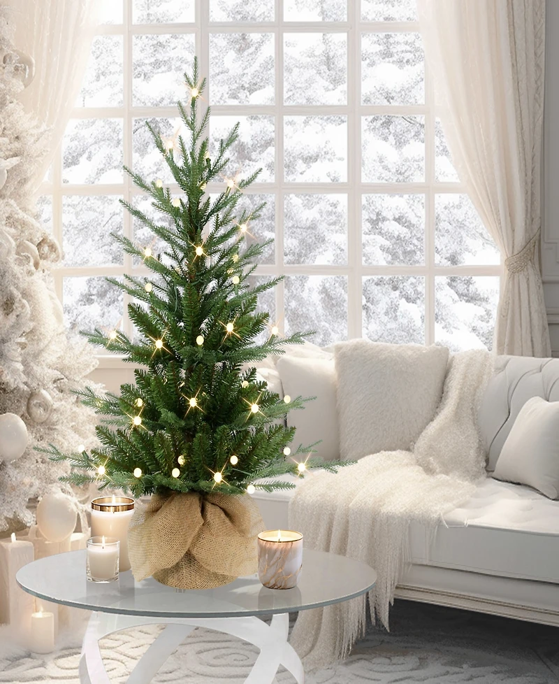 Puleo 3' Pre-Lit Artificial Christmas Tree in Burlap Sac Base