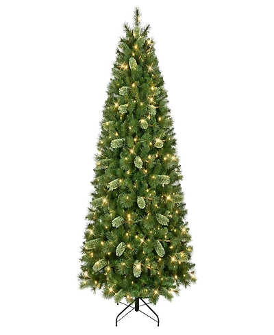 Puleo 7.5' Pre-Lit Artificial Slim Teton Pine Tree with Led Lights