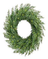 Puleo 24" Pre-Lit Artificial Flocked Wreath