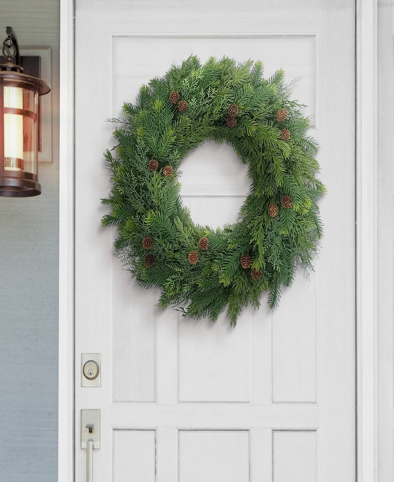 Puleo 24" Artificial Christmas Wreath with Pinecones