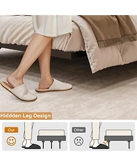 Hausource King Size Floating Bed Frame with Led Headboard & Charging Station No Box Spring Needed