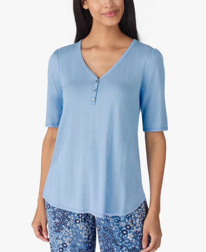 Ellen Tracy Women's 2-Piece V-Neck Top and Pants Pajama Set