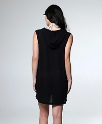 J Valdi Women's Hooded Zip-Front Sleeveless Swim Cover-Up