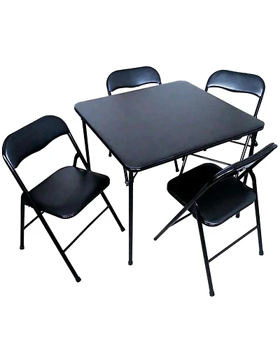 Sugift 5-Piece Folding Dining Set with Table and 4 Vinyl Padded Chairs