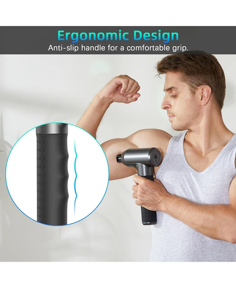 Skonyon 3200 Rpm Massage Gun Handheld Body Massager with 8 Interchangeable Heads for Muscle Relief