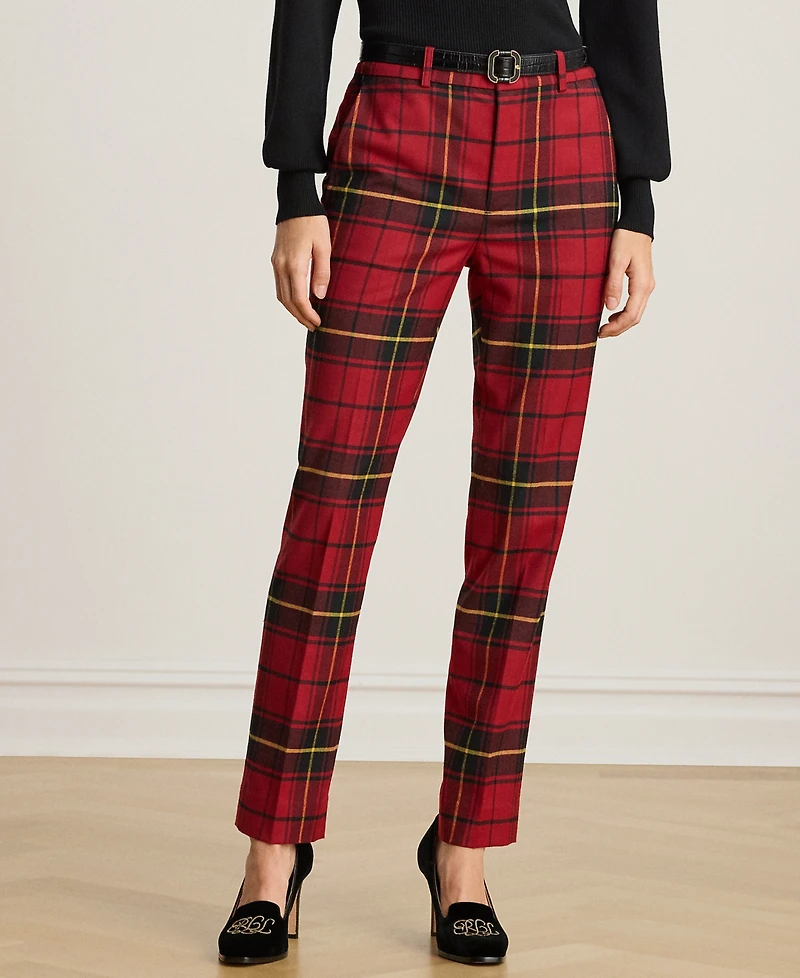 Lauren Ralph Petite Checked Mid Rise Cropped Pants