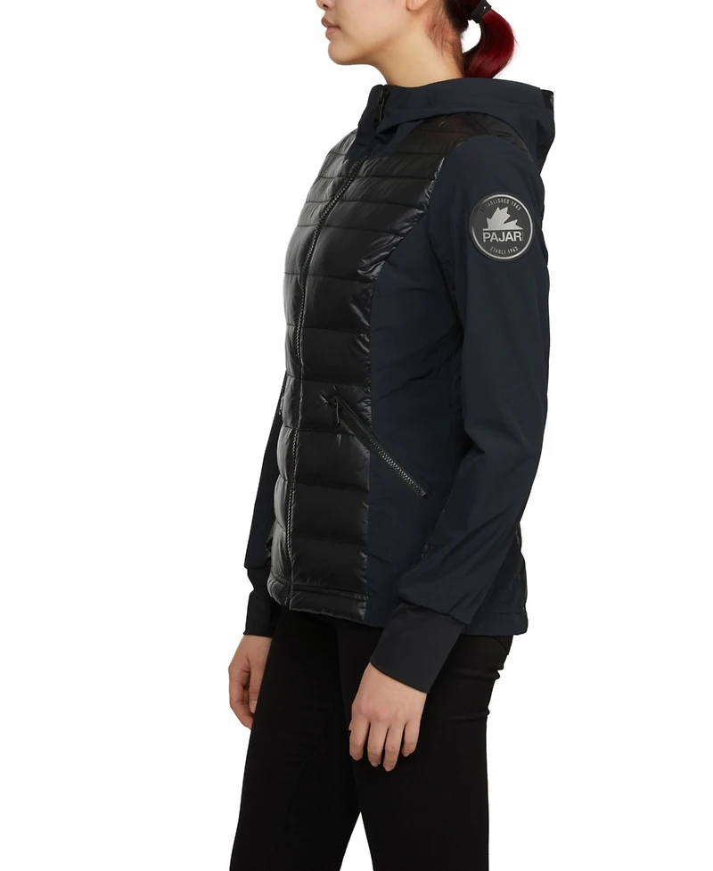 Pajar Women's Cressy Mixed Media Channel Quilted Stretch Puffer