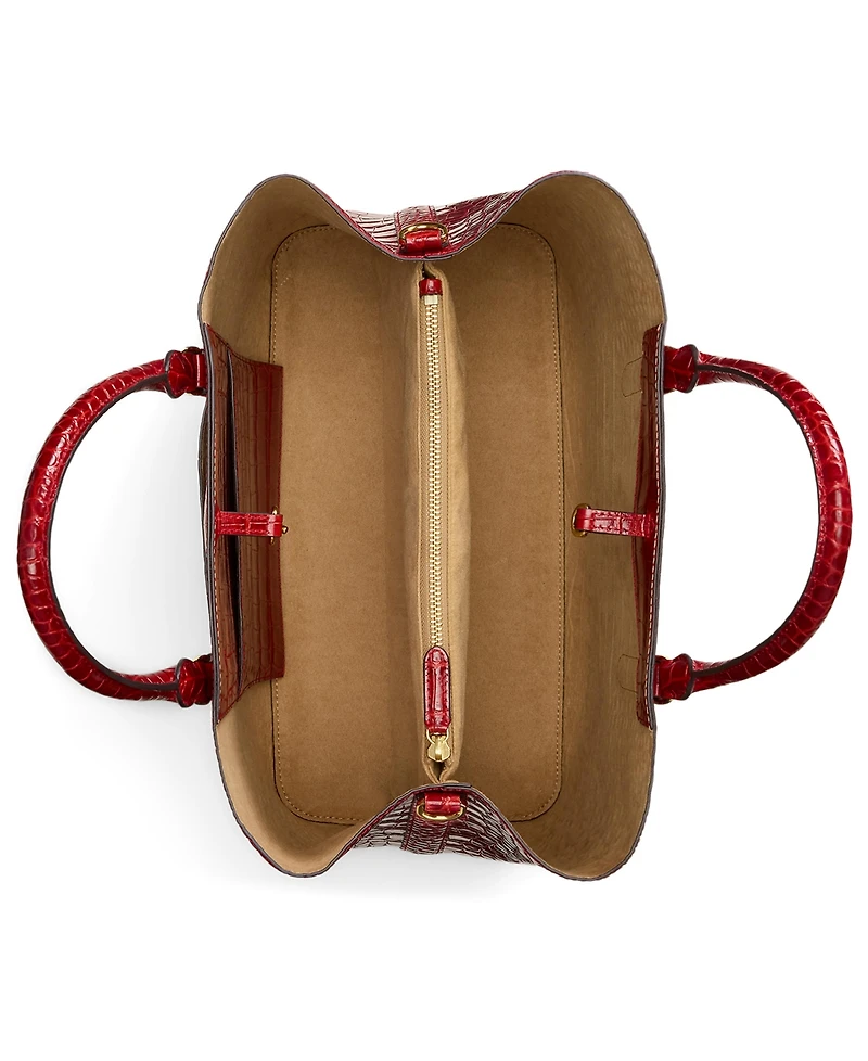 Lauren Ralph Lauren Marcy Large Embossed Leather Satchel Bag